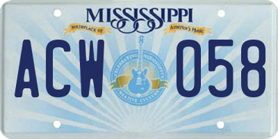 MS license plate ACW058