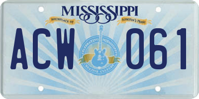 MS license plate ACW061
