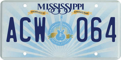 MS license plate ACW064
