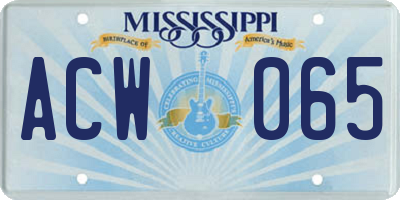 MS license plate ACW065