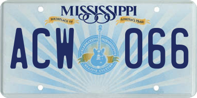 MS license plate ACW066