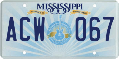 MS license plate ACW067
