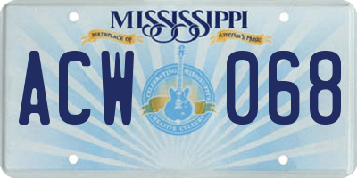 MS license plate ACW068