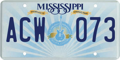 MS license plate ACW073