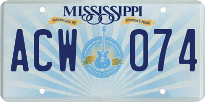 MS license plate ACW074