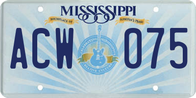 MS license plate ACW075