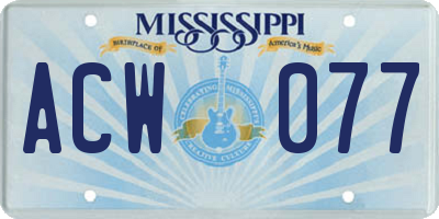 MS license plate ACW077