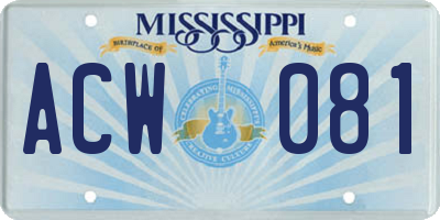 MS license plate ACW081