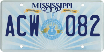 MS license plate ACW082
