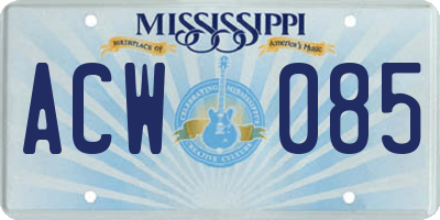 MS license plate ACW085