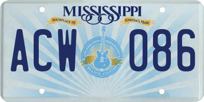 MS license plate ACW086