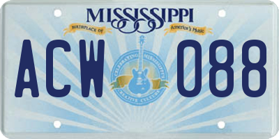 MS license plate ACW088