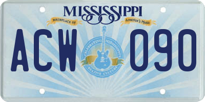 MS license plate ACW090
