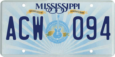 MS license plate ACW094
