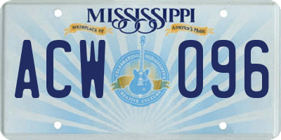 MS license plate ACW096