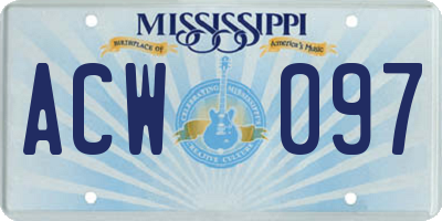 MS license plate ACW097