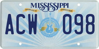 MS license plate ACW098