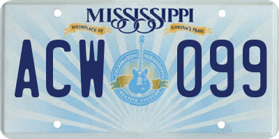 MS license plate ACW099
