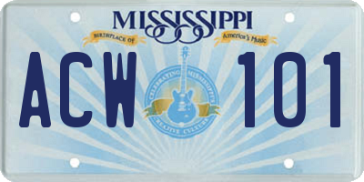 MS license plate ACW101