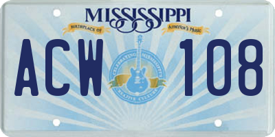 MS license plate ACW108