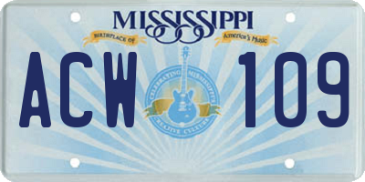 MS license plate ACW109
