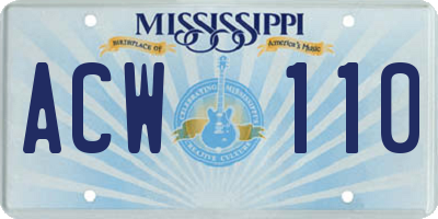 MS license plate ACW110