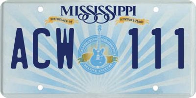 MS license plate ACW111