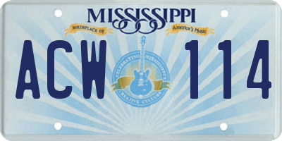 MS license plate ACW114
