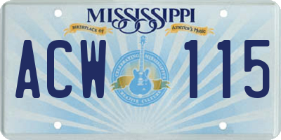 MS license plate ACW115
