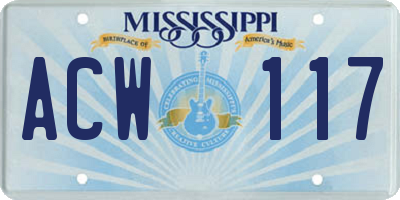 MS license plate ACW117
