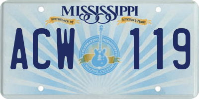 MS license plate ACW119