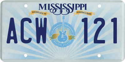 MS license plate ACW121