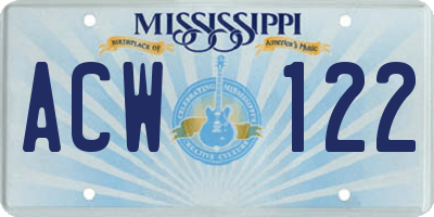 MS license plate ACW122