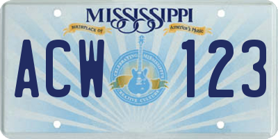 MS license plate ACW123