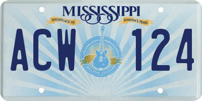 MS license plate ACW124