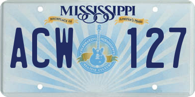 MS license plate ACW127
