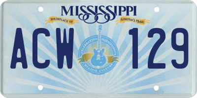 MS license plate ACW129