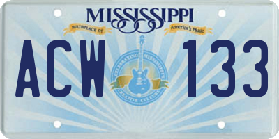 MS license plate ACW133