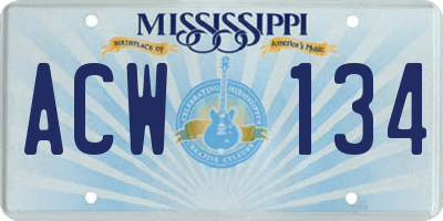 MS license plate ACW134