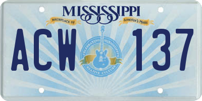 MS license plate ACW137