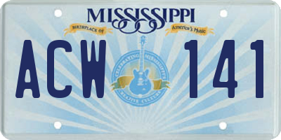 MS license plate ACW141