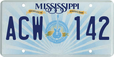 MS license plate ACW142