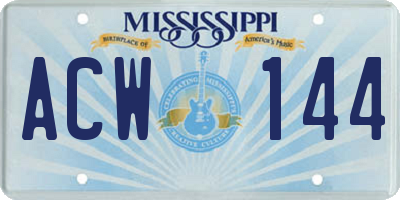 MS license plate ACW144