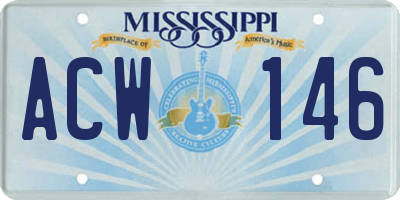 MS license plate ACW146