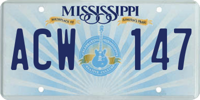 MS license plate ACW147