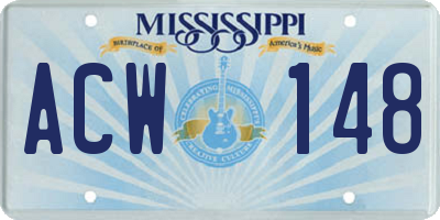 MS license plate ACW148