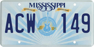 MS license plate ACW149