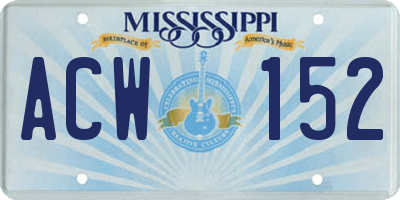 MS license plate ACW152