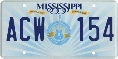 MS license plate ACW154