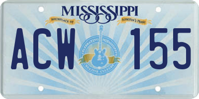 MS license plate ACW155